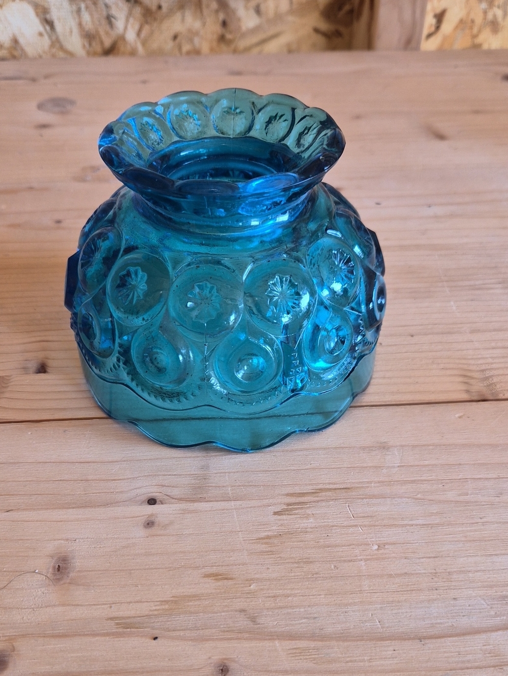 Vintage LE Smith Moon & Stars Blue Glass Fairy Lamp (Top Only)